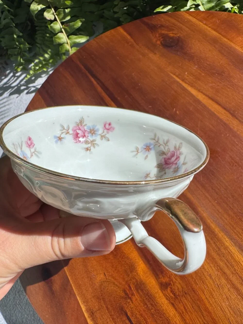 Vintage Edelstein Bavaria Florence Tea Cup Pink Floral Gold Trim Fine China